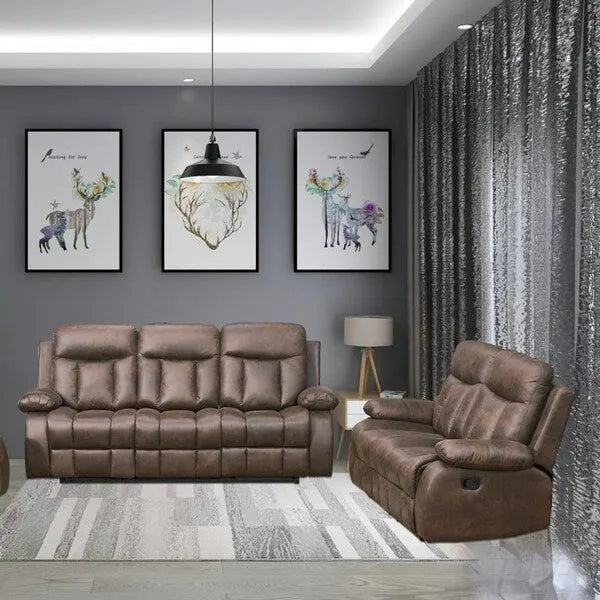 Vanity Art Canapé inclinable 2 places en microfibre marron avec canapé inclinable et causeuse inclinable - N/A