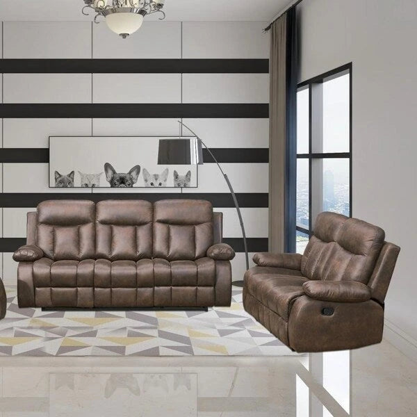 Vanity Art Canapé inclinable 2 places en microfibre marron avec canapé inclinable et causeuse inclinable - N/A