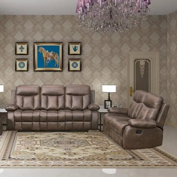 Vanity Art Canapé inclinable 2 places en microfibre marron avec canapé inclinable et causeuse inclinable - N/A
