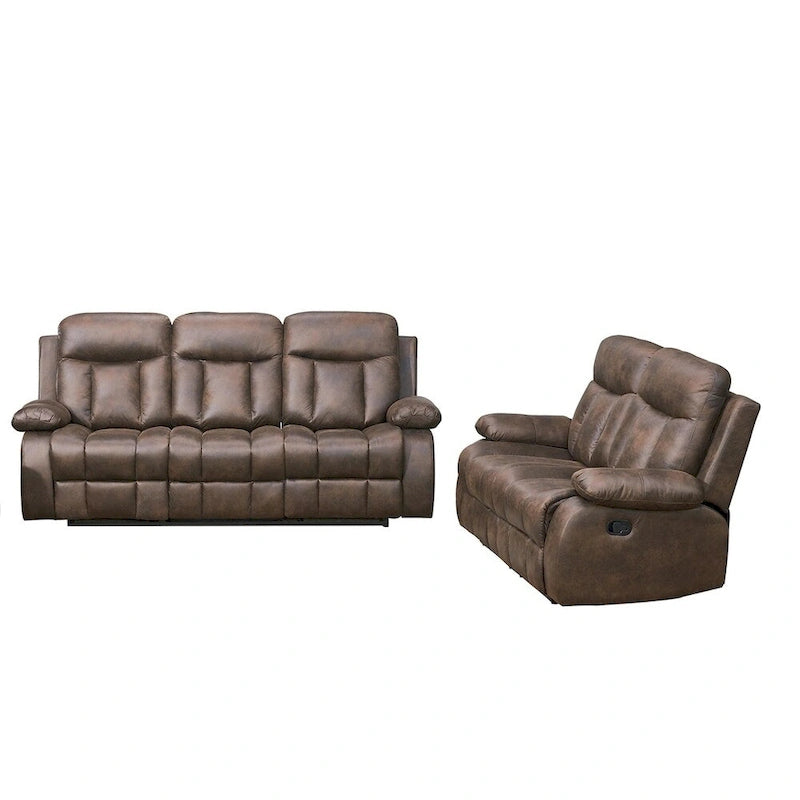 Vanity Art Canapé inclinable 2 places en microfibre marron avec canapé inclinable et causeuse inclinable - N/A