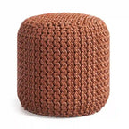 WYNDENHALL Pouf Rond Tricoté Allish en Polyester PET Recyclé Orange