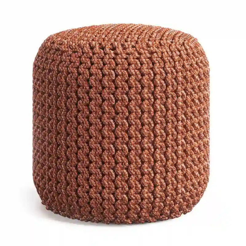WYNDENHALL Pouf Rond Tricoté Allish en Polyester PET Recyclé Orange