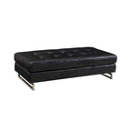 HomeRoots Pouf capitonné en similicuir noir et argent, 63 cm