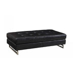 HomeRoots Pouf capitonné en similicuir noir et argent, 63 cm