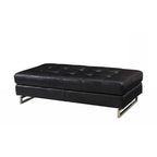 HomeRoots Pouf capitonné en similicuir noir et argent, 63 cm