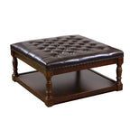 Table ottomane Cairona en cuir bi-cast capitonné de 34 pouces avec étagères