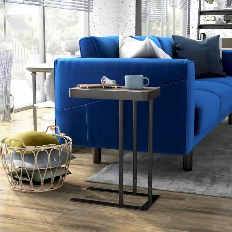 Table d'appoint coulissante en métal de 50,8 cm en forme de C Schofield Industrial de Furniture of America