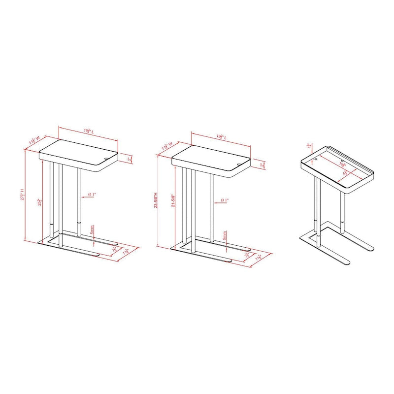 Table d'appoint coulissante en métal de 50,8 cm en forme de C Schofield Industrial de Furniture of America