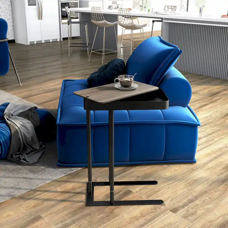 Table d'appoint coulissante en métal de 50,8 cm en forme de C Schofield Industrial de Furniture of America