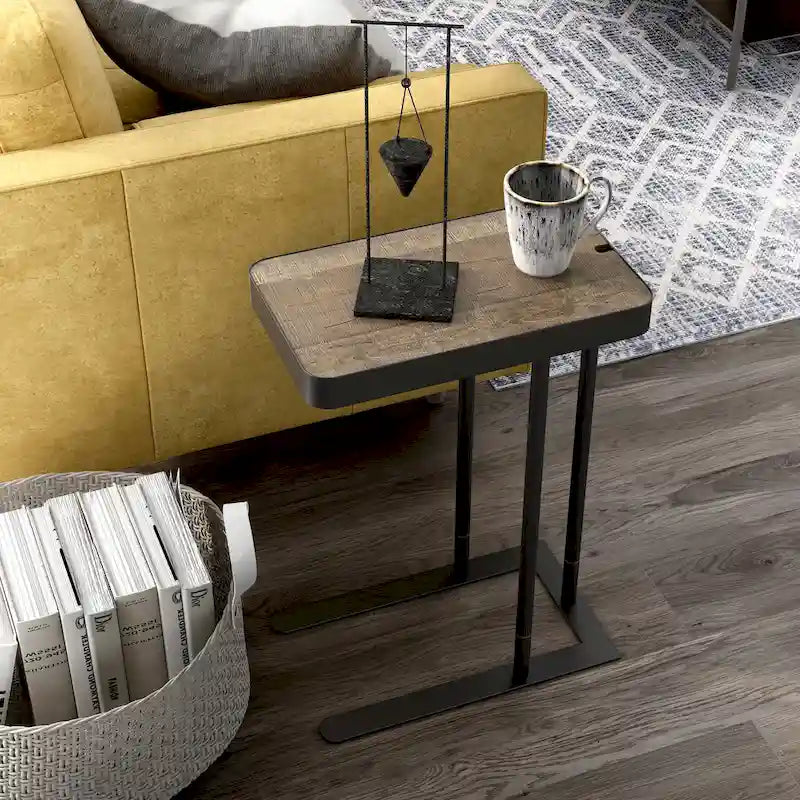 Table d'appoint coulissante en métal de 50,8 cm en forme de C Schofield Industrial de Furniture of America