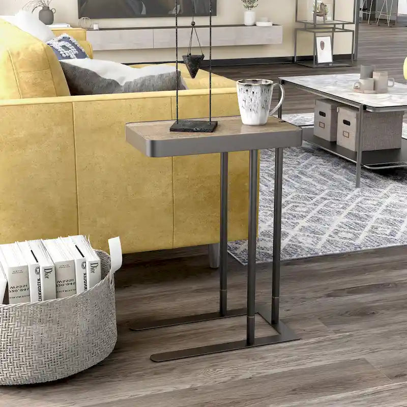 Table d'appoint coulissante en métal de 50,8 cm en forme de C Schofield Industrial de Furniture of America