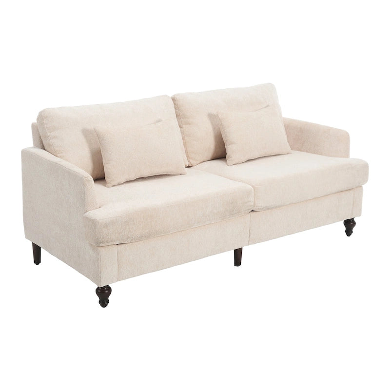 HOMEFUN Causeuse moderne en tissu chenille, canapé 2 places rembourré, causeuse moderne