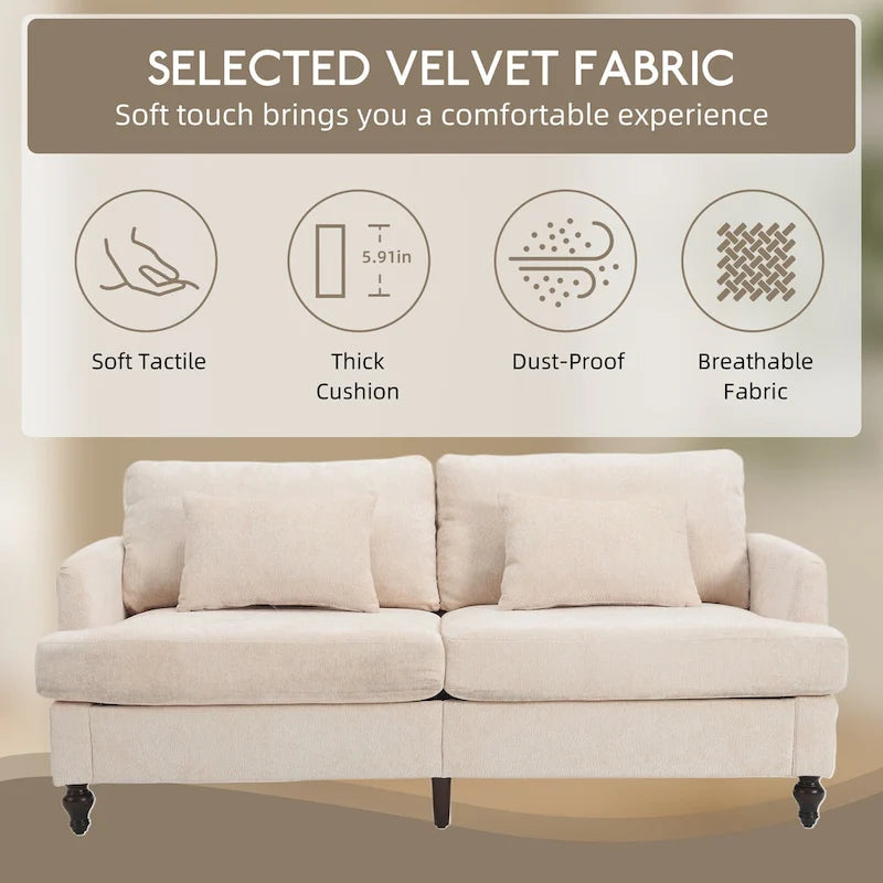HOMEFUN Causeuse moderne en tissu chenille, canapé 2 places rembourré, causeuse moderne