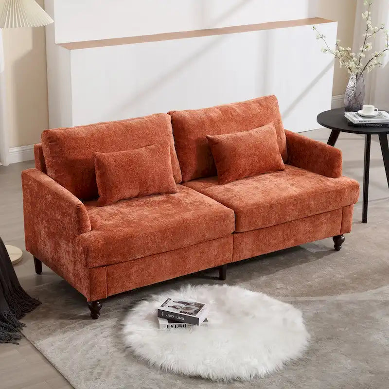 HOMEFUN Causeuse moderne en tissu chenille, canapé 2 places rembourré, causeuse moderne