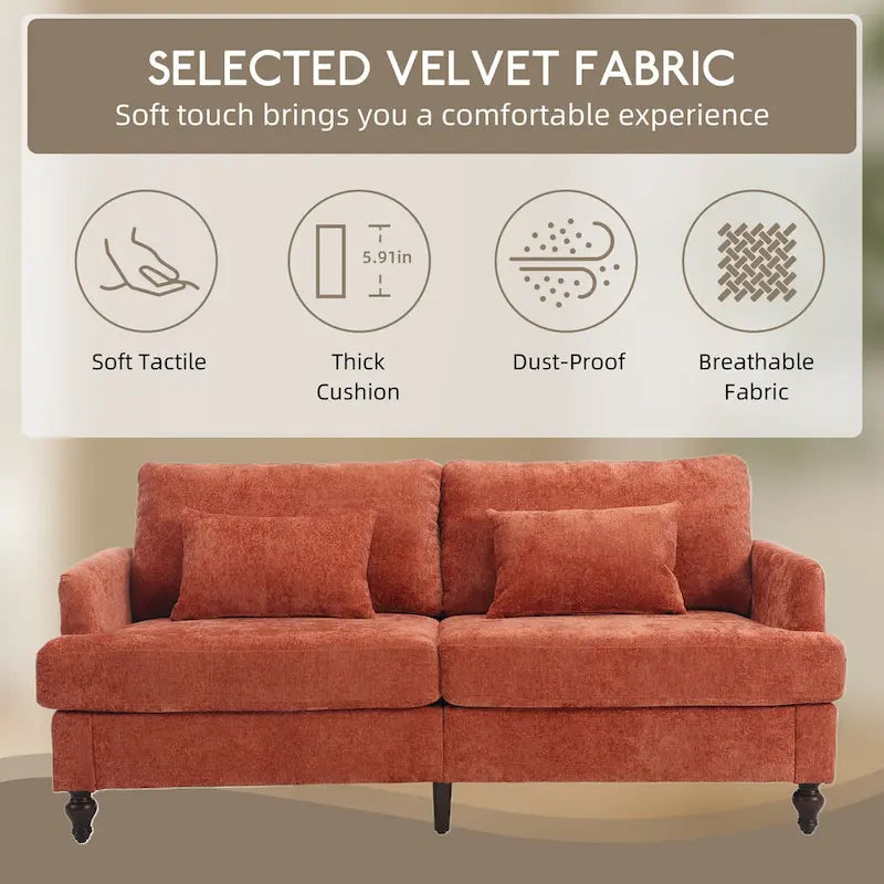 HOMEFUN Causeuse moderne en tissu chenille, canapé 2 places rembourré, causeuse moderne