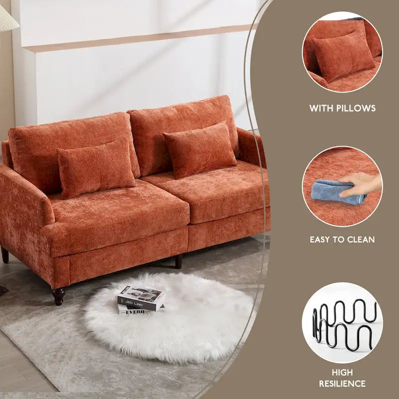 HOMEFUN Causeuse moderne en tissu chenille, canapé 2 places rembourré, causeuse moderne