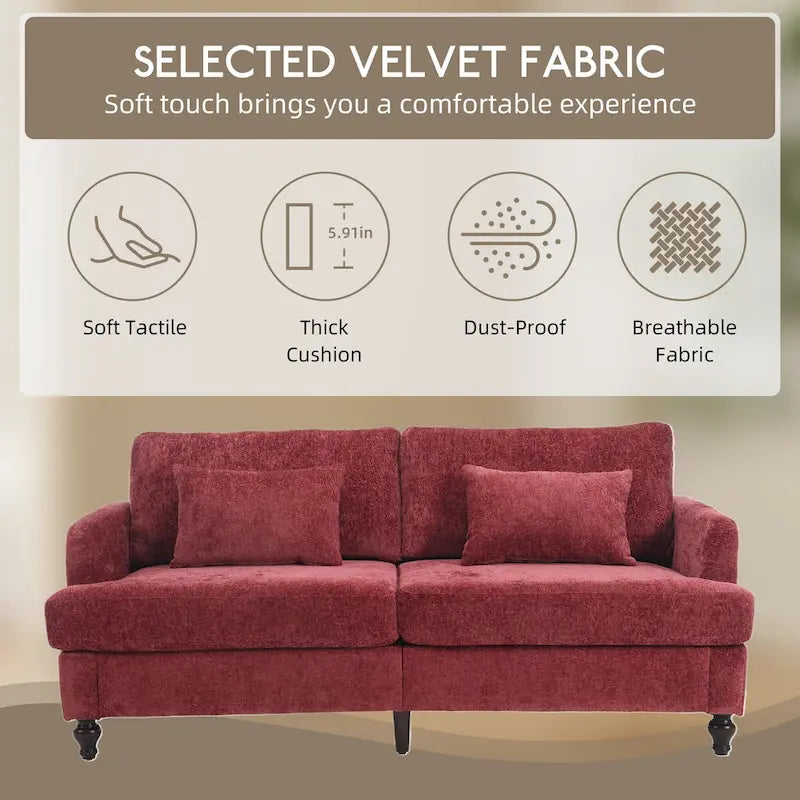 HOMEFUN Causeuse moderne en tissu chenille, canapé 2 places rembourré, causeuse moderne