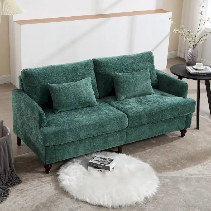 HOMEFUN Causeuse moderne en tissu chenille, canapé 2 places rembourré, causeuse moderne
