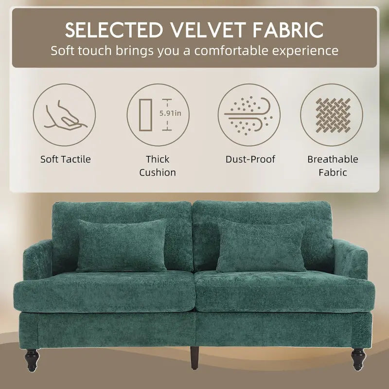 HOMEFUN Causeuse moderne en tissu chenille, canapé 2 places rembourré, causeuse moderne