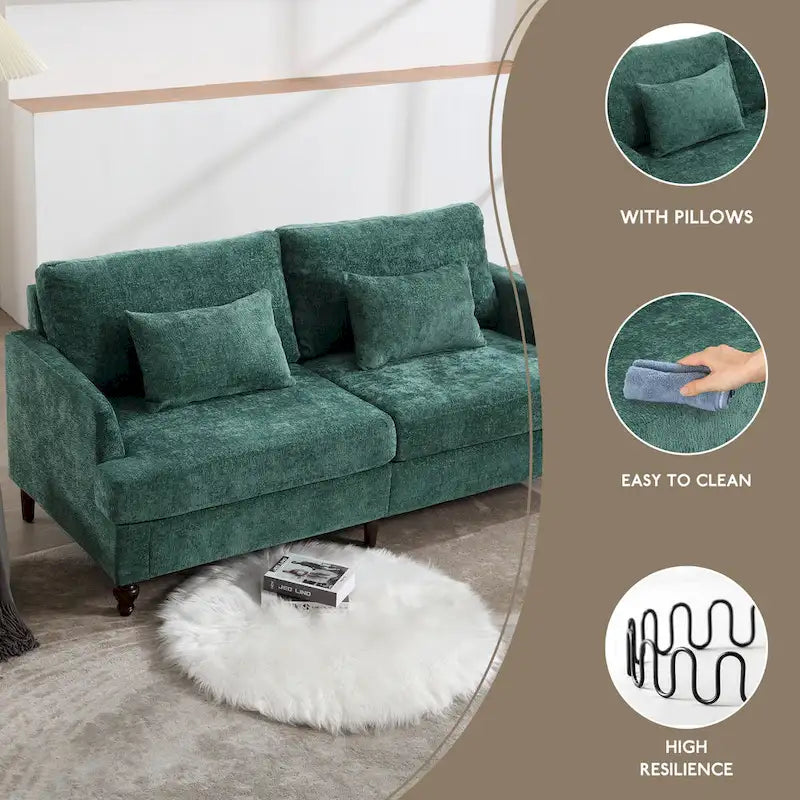 HOMEFUN Causeuse moderne en tissu chenille, canapé 2 places rembourré, causeuse moderne