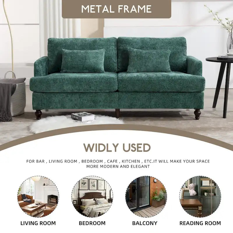 HOMEFUN Causeuse moderne en tissu chenille, canapé 2 places rembourré, causeuse moderne