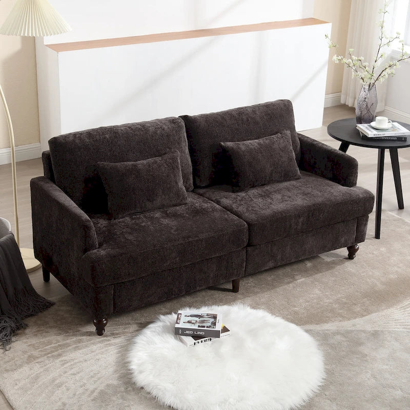 HOMEFUN Causeuse moderne en tissu chenille, canapé 2 places rembourré, causeuse moderne