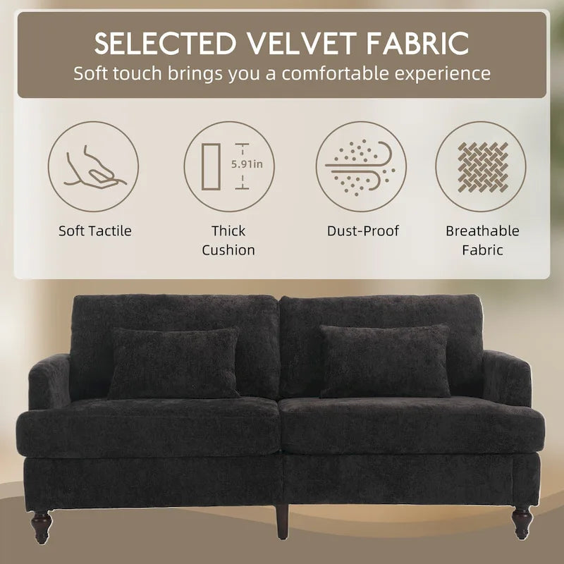 HOMEFUN Causeuse moderne en tissu chenille, canapé 2 places rembourré, causeuse moderne