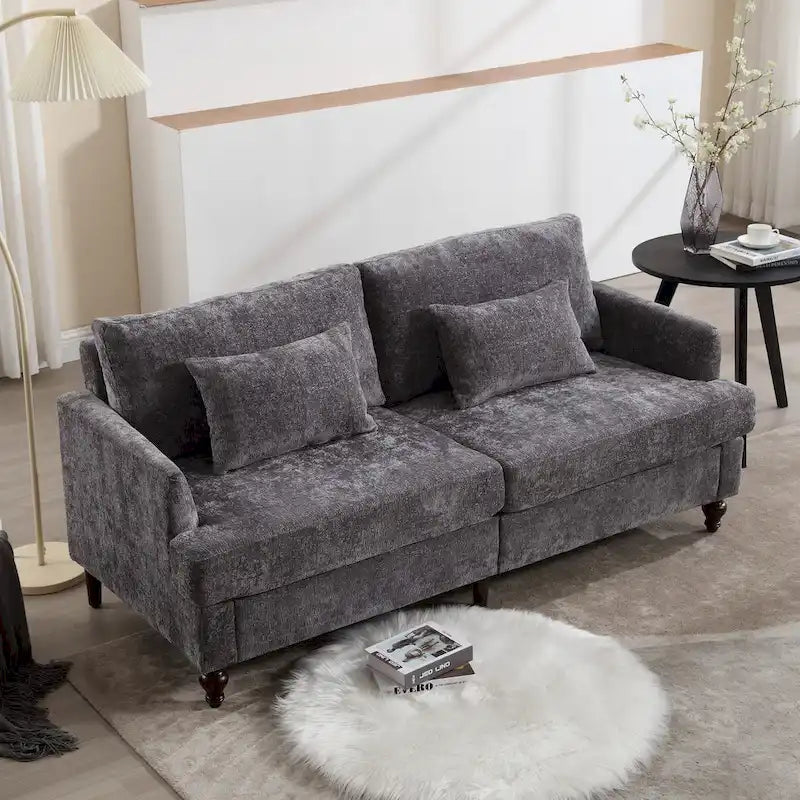 HOMEFUN Causeuse moderne en tissu chenille, canapé 2 places rembourré, causeuse moderne