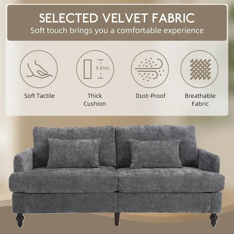 HOMEFUN Causeuse moderne en tissu chenille, canapé 2 places rembourré, causeuse moderne