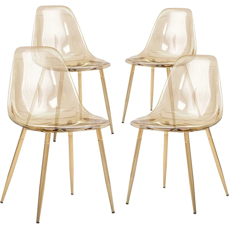 Chaise de salle à manger moderne avec pieds en métal, lot de 4, Ambre