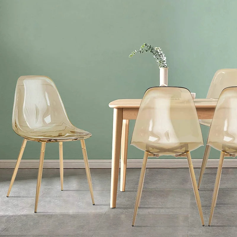 Chaise de salle à manger moderne avec pieds en métal, lot de 4, Ambre