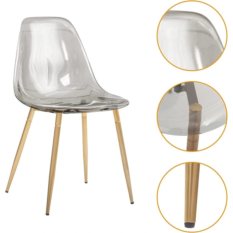 Chaise de salle à manger moderne avec pieds en métal, lot de 4, Ambre