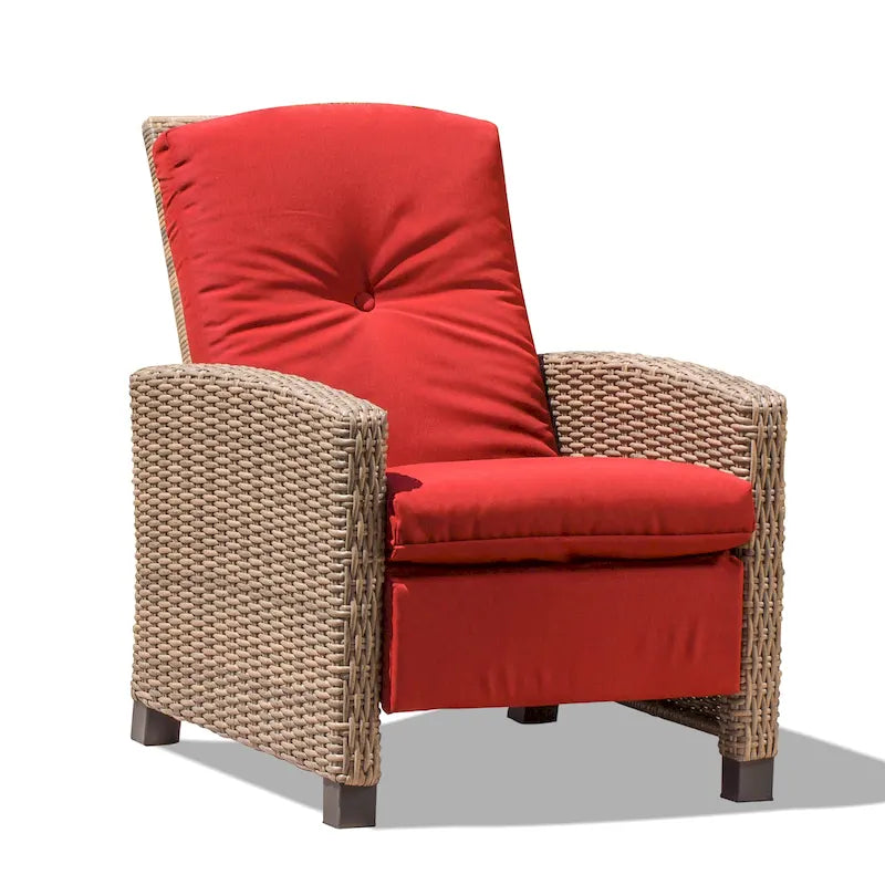 Fauteuil inclinable en osier tressé toutes saisons CUSchoice avec coussin