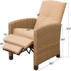 Fauteuil inclinable en osier tressé toutes saisons CUSchoice avec coussin