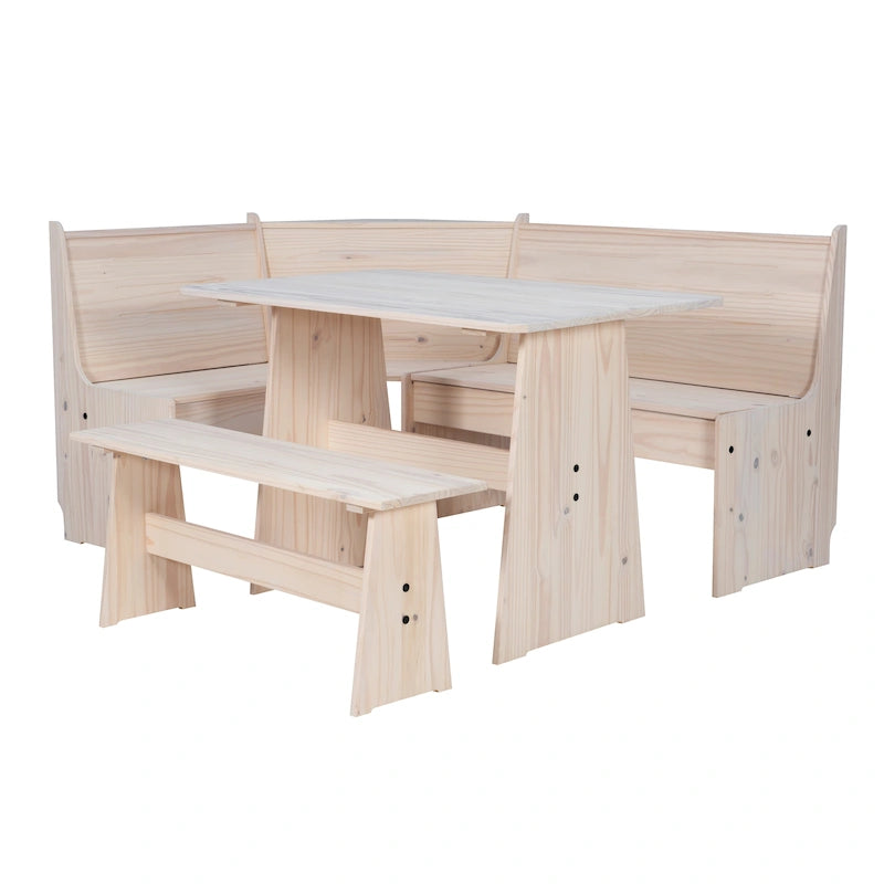 Ensemble de salle à manger d'angle en bois massif Wendell