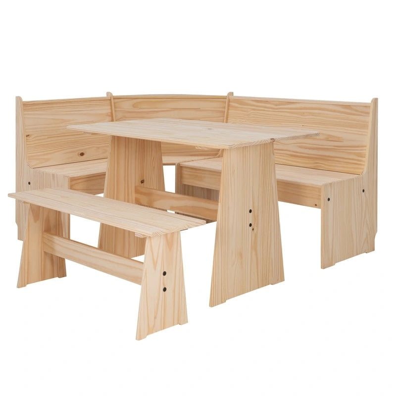 Ensemble de salle à manger d'angle en bois massif Wendell