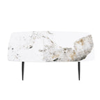 71 Table à manger moderne en marbre artificiel avec base en acier au carbone