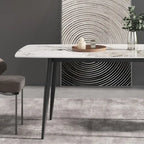 71 Table à manger moderne en marbre artificiel avec base en acier au carbone