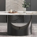 71 Table à manger moderne en marbre artificiel avec base en acier au carbone