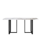 71 Table à manger moderne en marbre artificiel avec base en acier au carbone