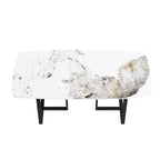 71 Table à manger moderne en marbre artificiel avec base en acier au carbone