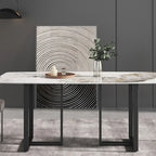 71 Table à manger moderne en marbre artificiel avec base en acier au carbone