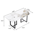 71 Table à manger moderne en marbre artificiel avec base en acier au carbone