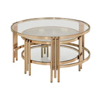 Table en verre texturé Bruges, fini champagne doré, avec étagère par iNSPIRE Q Bold