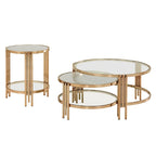 Table en verre texturé Bruges, fini champagne doré, avec étagère par iNSPIRE Q Bold