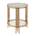 Table en verre texturé Bruges, fini champagne doré, avec étagère par iNSPIRE Q Bold