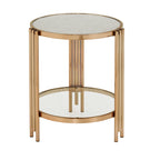 Table en verre texturé Bruges, fini champagne doré, avec étagère par iNSPIRE Q Bold