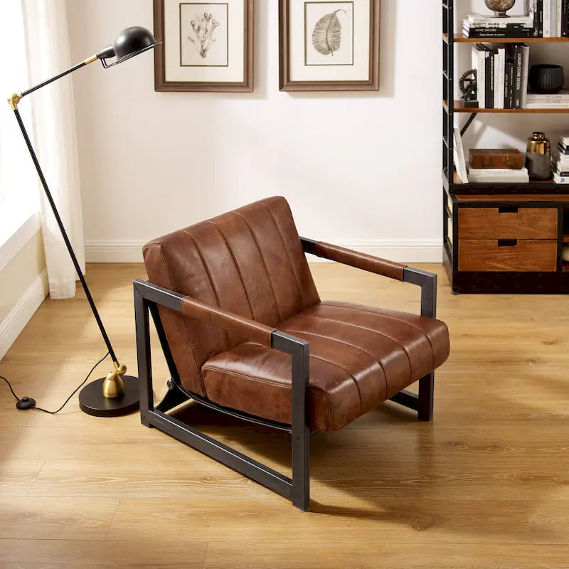 Fauteuil d'appoint Art Leon en cuir véritable