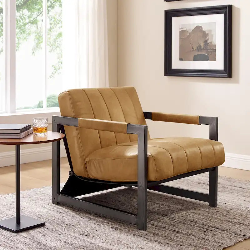 Fauteuil d'appoint Art Leon en cuir véritable