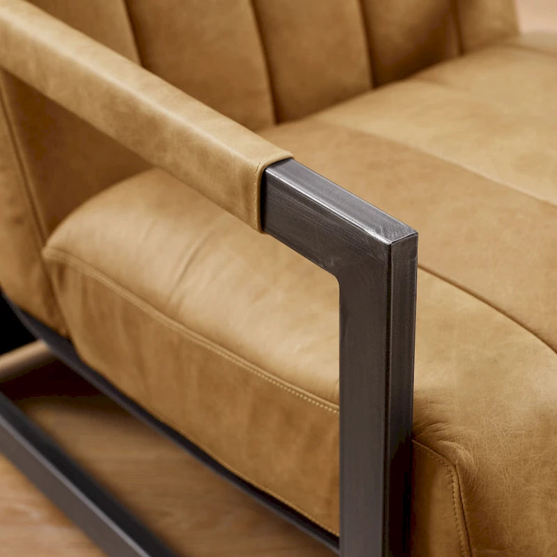 Fauteuil d'appoint Art Leon en cuir véritable
